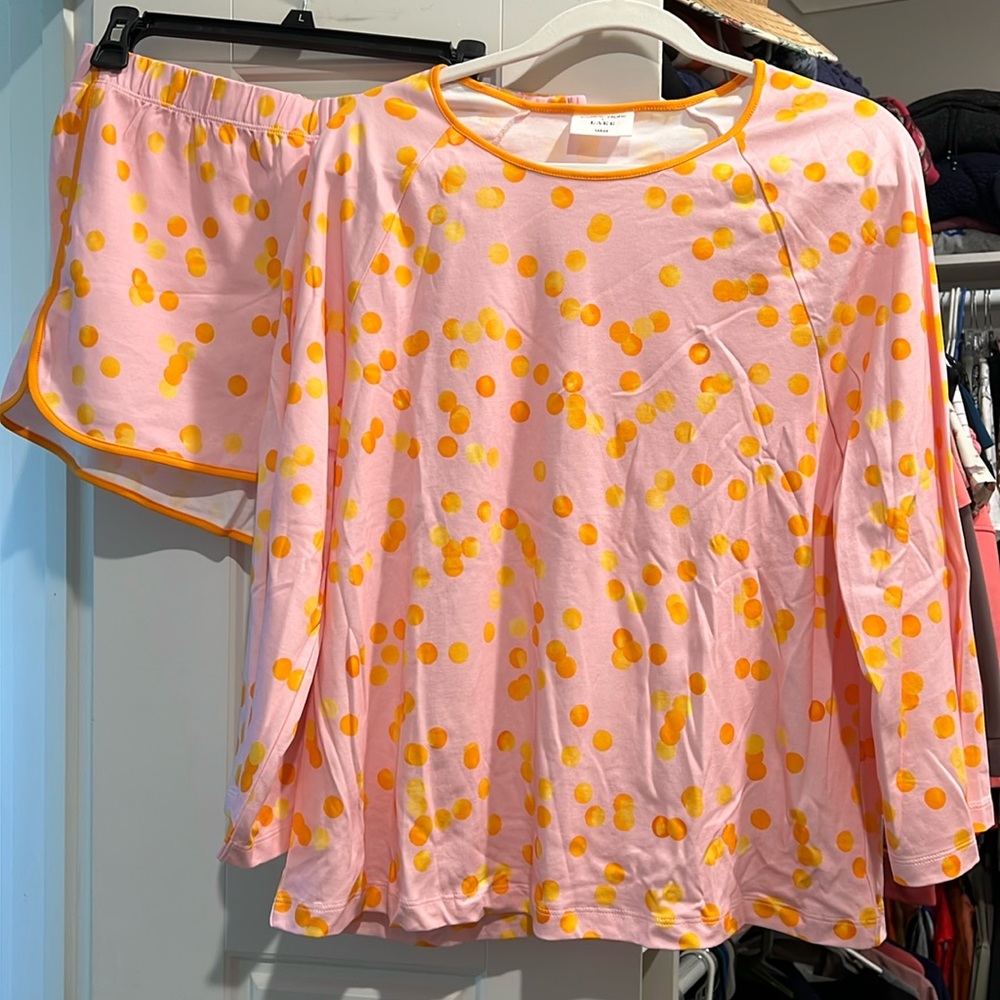 Atlantic-Pacific x Lake Pima Penny short PJ set, Pomelo dot.   NWOT size large